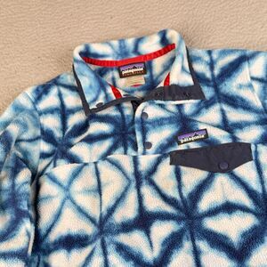PATAGONIA Synchilla Jacket Womens Small Blue 1/4 Snap Geometric Pullover Hiking